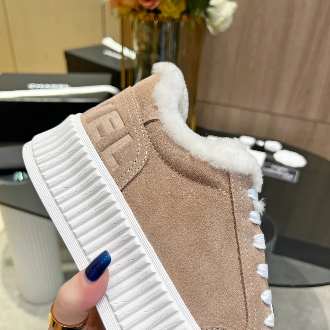 Lining 944566 Suede  Time-sensitive offer Light Sneaker With Brown Fairly priced CHANEL Fleece