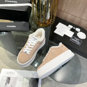 Lining 944566 Suede  Time-sensitive offer Light Sneaker With Brown Fairly priced CHANEL Fleece