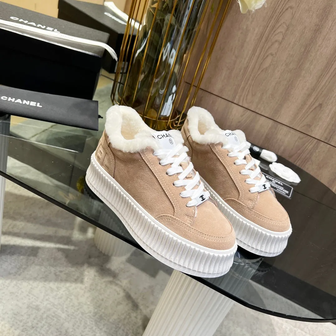 Lining 944566 Suede  Time-sensitive offer Light Sneaker With Brown Fairly priced CHANEL Fleece