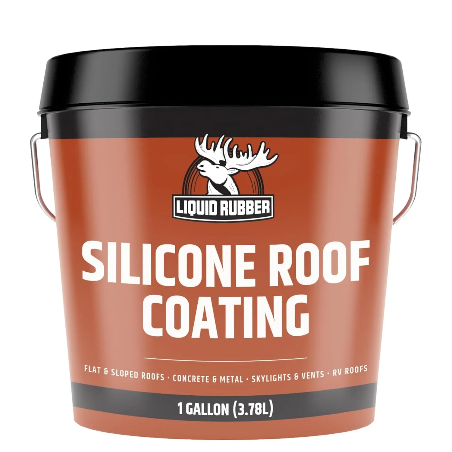 Liquid Rubber Silicone Roof Coating - UV-Reflective, No Primer Needed, One-Coat Sealant for Flat, Sloped, Metal, Wood, Concrete, EPDM, and TPO Roofs, White, 1 Gallon
