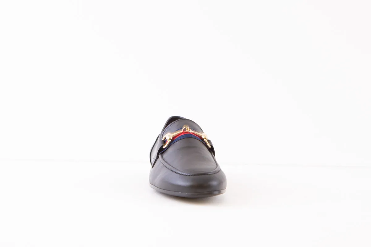 MARIA JAEN - 6003V LOW HEEL SLIP-ON SHOE - BLACK LEATHER