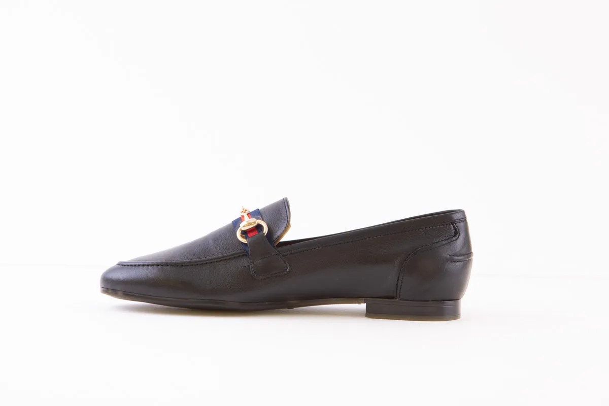 MARIA JAEN - 6003V LOW HEEL SLIP-ON SHOE - BLACK LEATHER