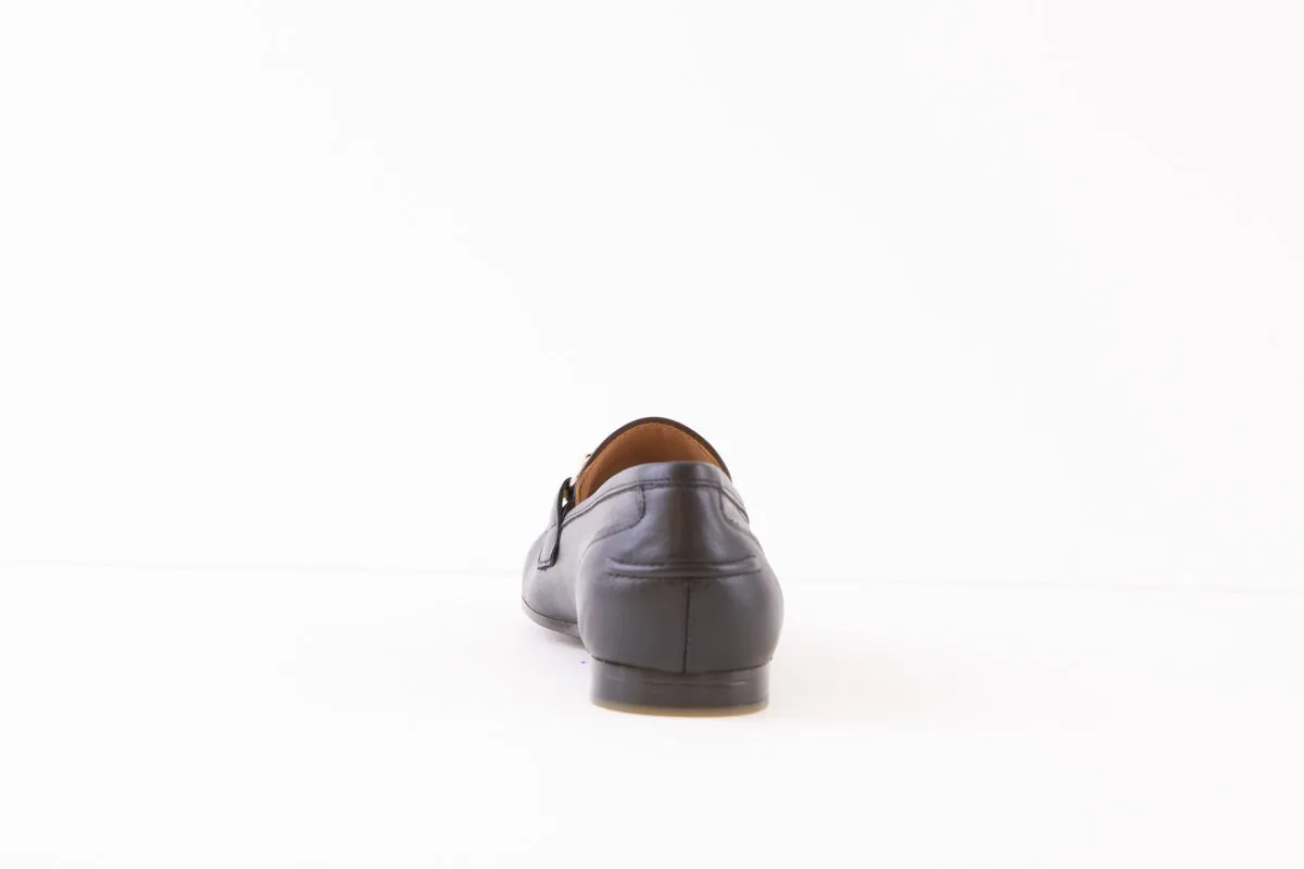 MARIA JAEN - 6003V LOW HEEL SLIP-ON SHOE - BLACK LEATHER