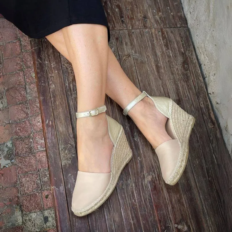 Maya Espadrille Wedge in Sandy Champagne