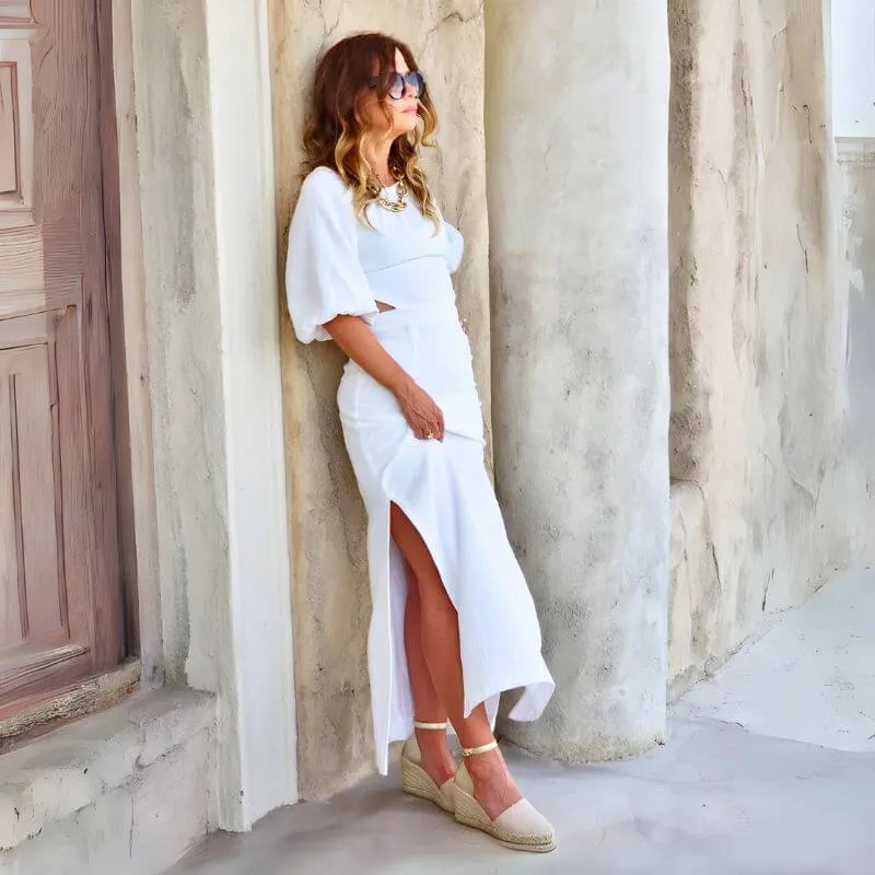 Maya Espadrille Wedge in Sandy Champagne