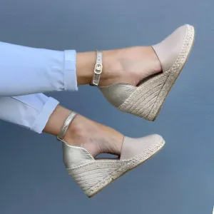 Maya Espadrille Wedge in Sandy Champagne