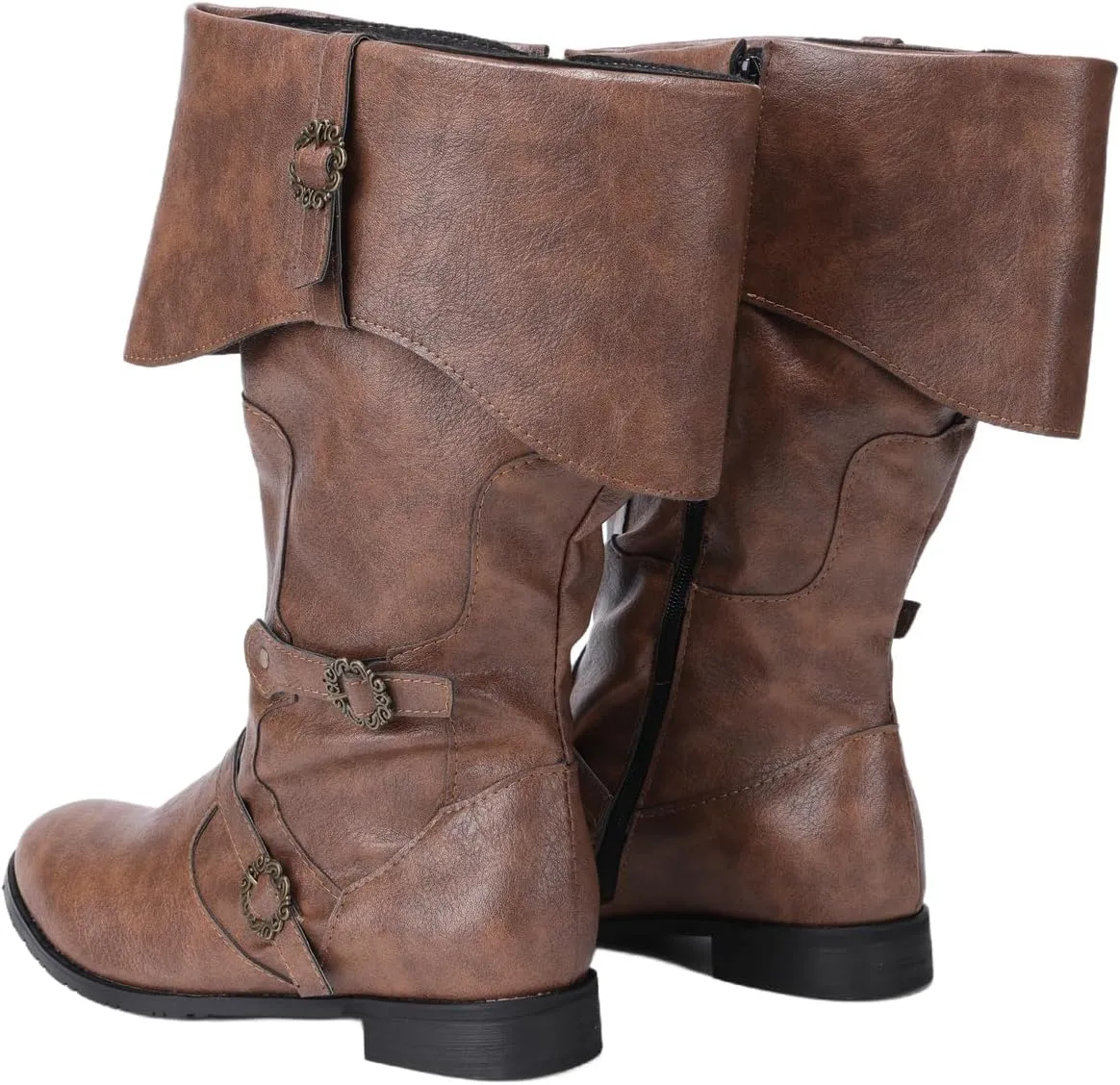 Medieval Male and Female Renaissance Pull On Boots Mid Calf Gothic Boots Halloween Cosplay Cuff Shoes