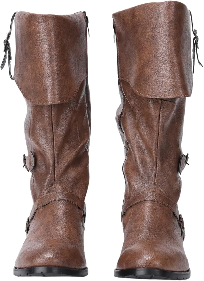 Medieval Male and Female Renaissance Pull On Boots Mid Calf Gothic Boots Halloween Cosplay Cuff Shoes