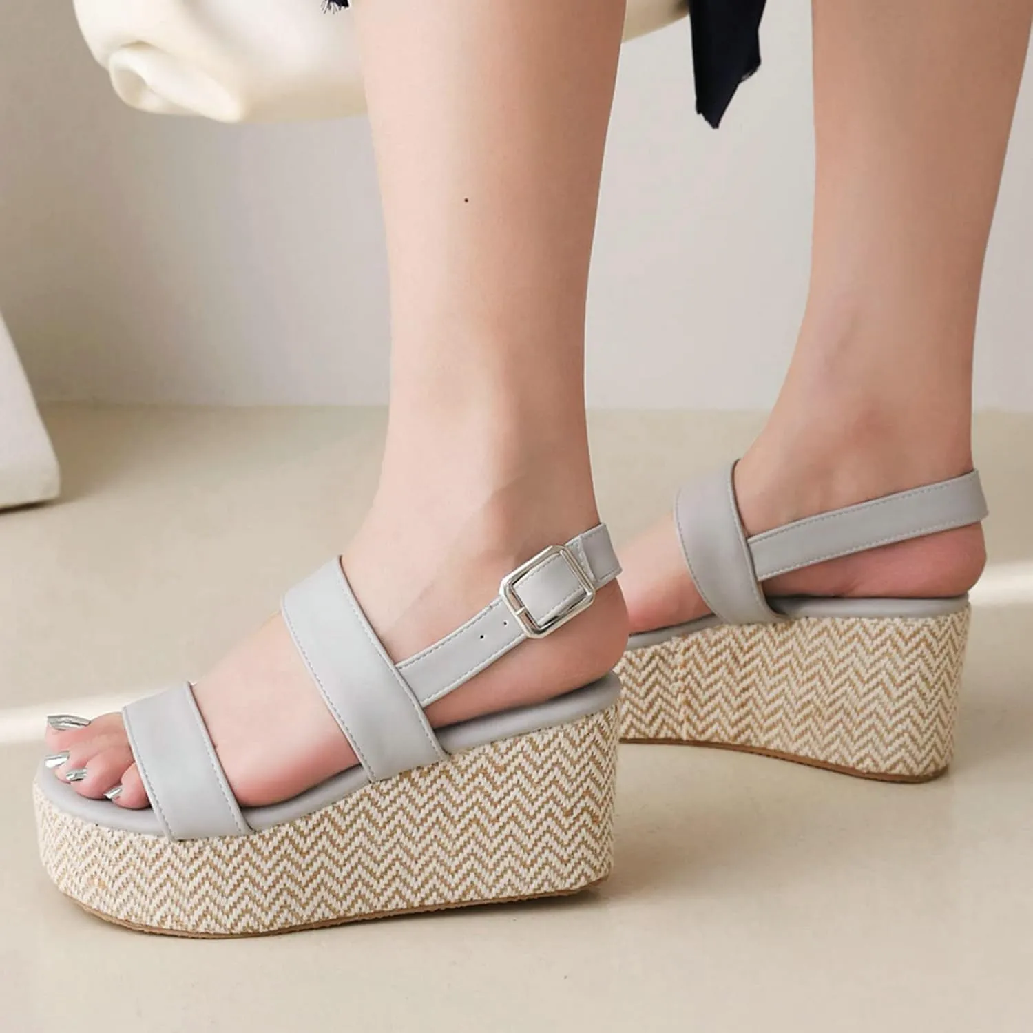 Meefit Women Platform Espadrille Wedges Sandals Open Toe Slingback Ankle Strap High Heels Sandals