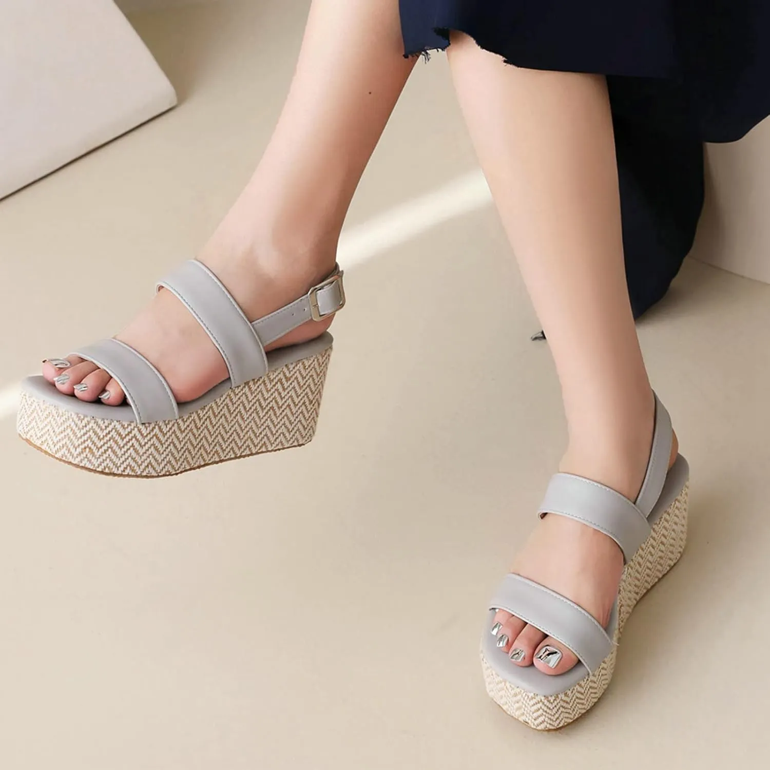 Meefit Women Platform Espadrille Wedges Sandals Open Toe Slingback Ankle Strap High Heels Sandals