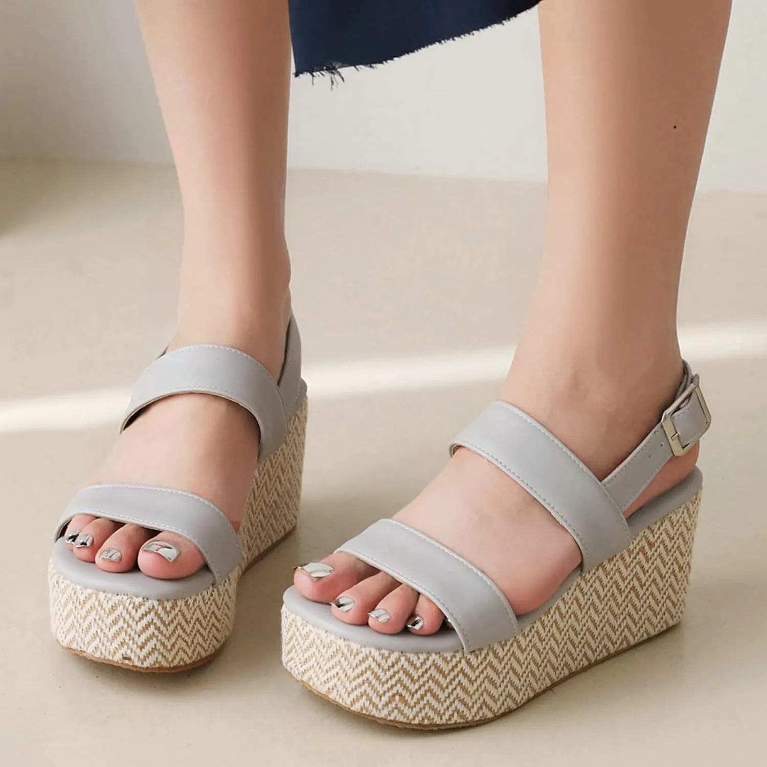 Meefit Women Platform Espadrille Wedges Sandals Open Toe Slingback Ankle Strap High Heels Sandals