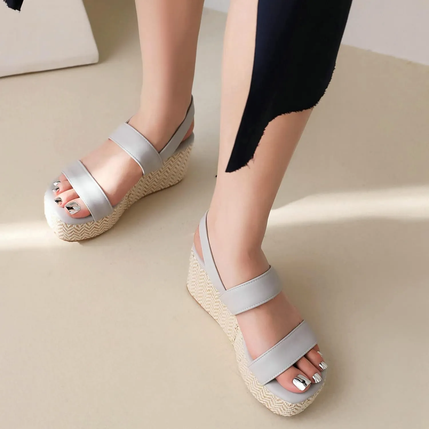 Meefit Women Platform Espadrille Wedges Sandals Open Toe Slingback Ankle Strap High Heels Sandals