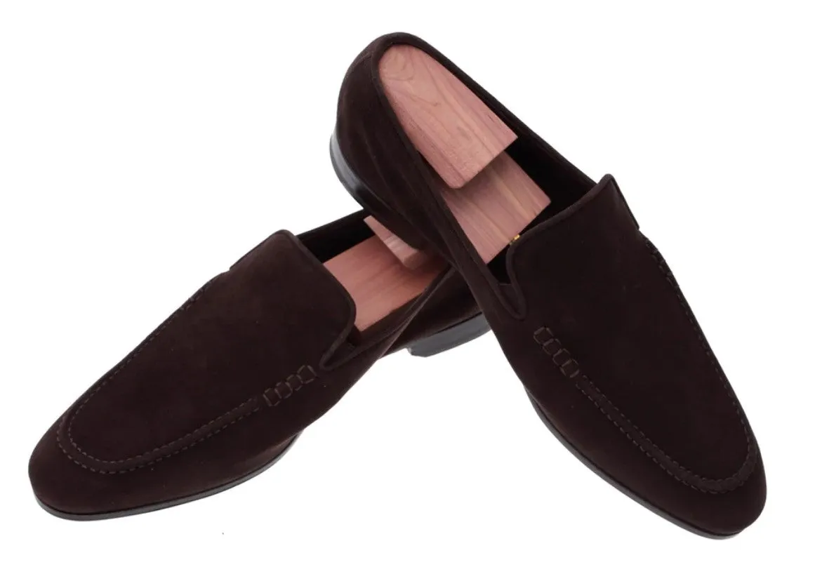 Men's Brown Suede Slip-On Moccasins