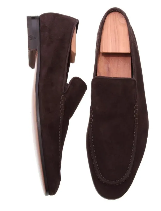Men's Brown Suede Slip-On Moccasins