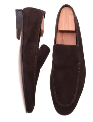 Men's Brown Suede Slip-On Moccasins