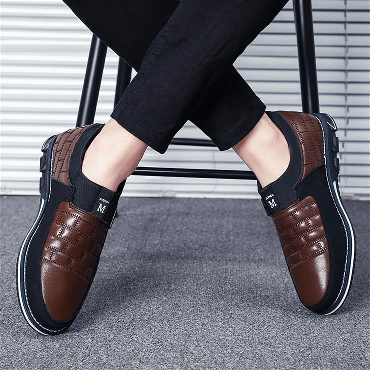 Mens Business Casual Loafers Shoes for Male Lace-up Stylish Work Office Working Oxfords