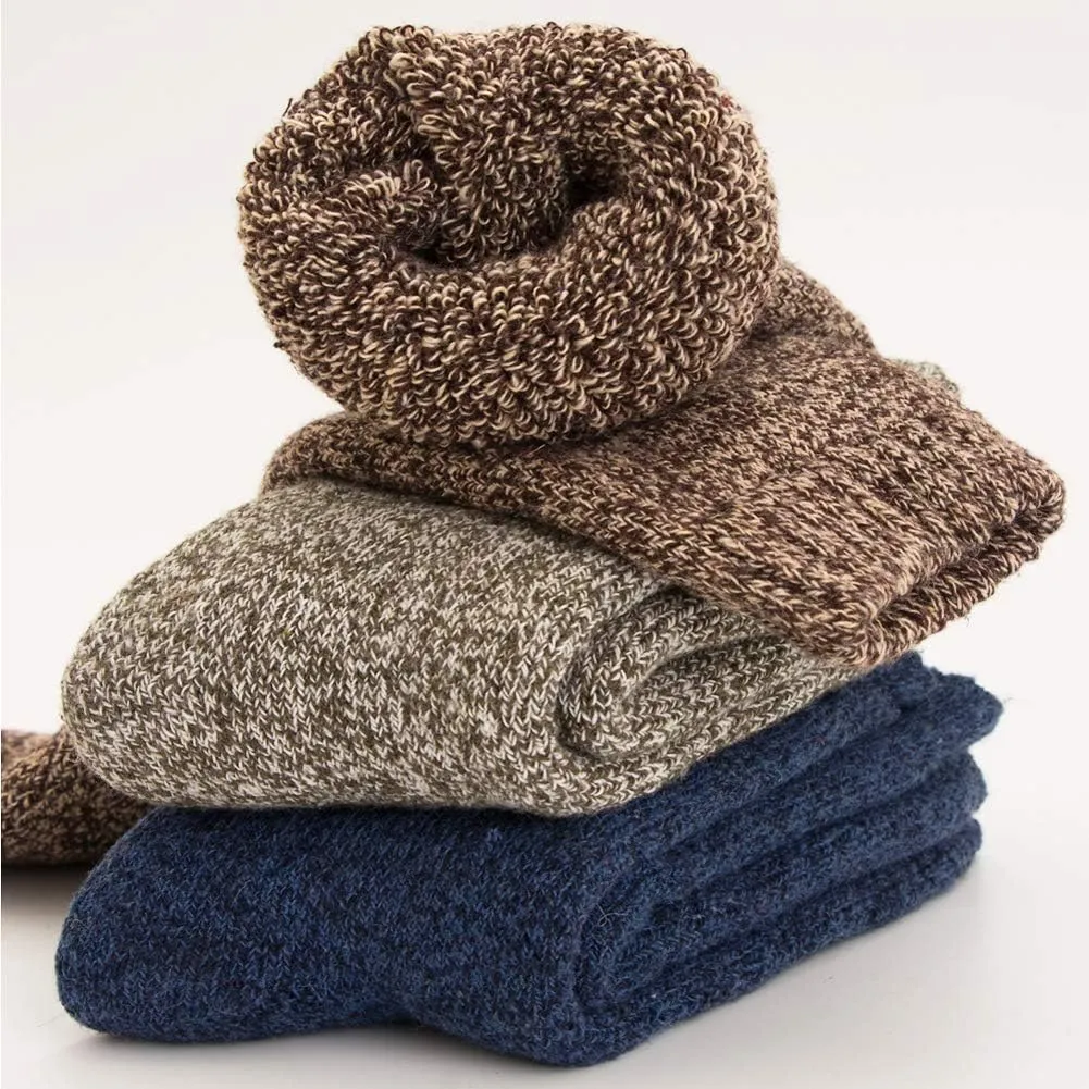 Mens Heavy Thick Wool Socks - Soft Warm Comfort Winter Crew Socks (Pack of 3/5),Multicolor,One Size 7-12