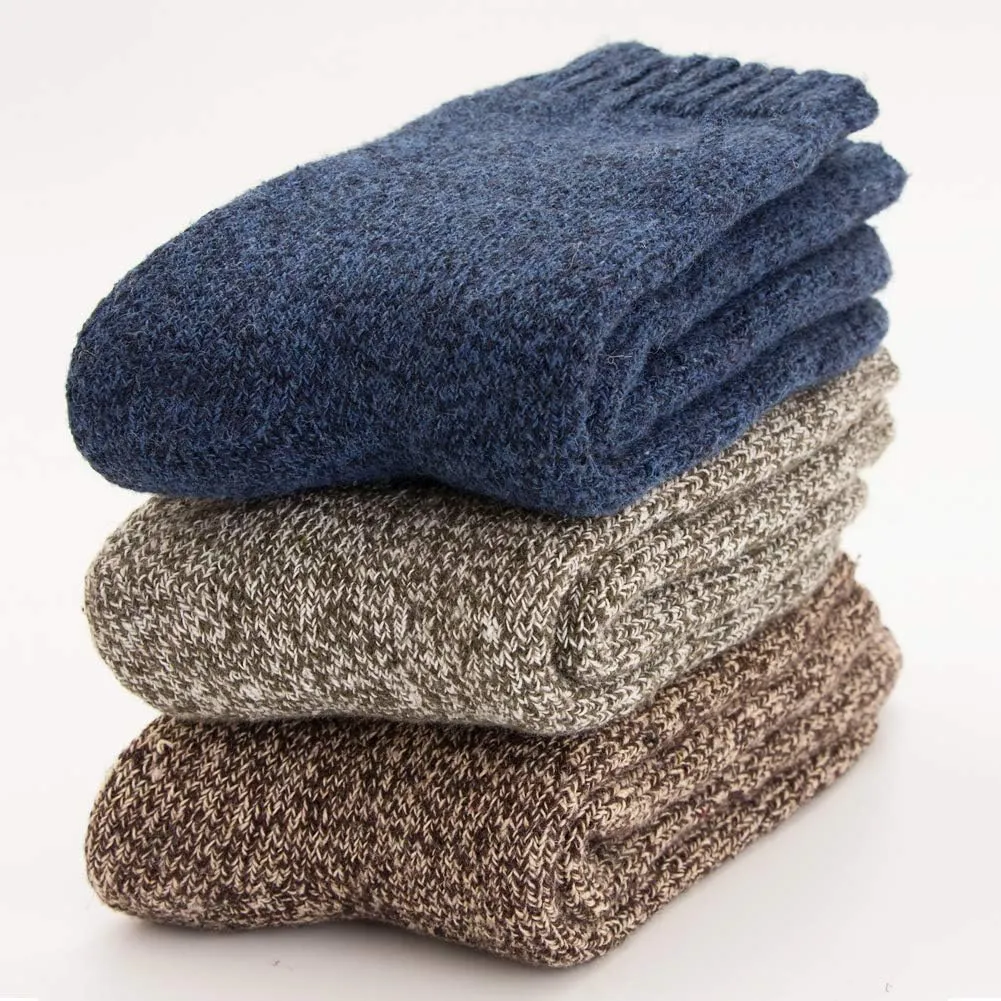 Mens Heavy Thick Wool Socks - Soft Warm Comfort Winter Crew Socks (Pack of 3/5),Multicolor,One Size 7-12