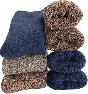 Mens Heavy Thick Wool Socks - Soft Warm Comfort Winter Crew Socks (Pack of 3/5),Multicolor,One Size 7-12