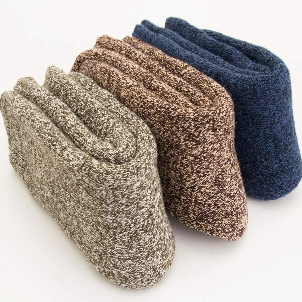 Mens Heavy Thick Wool Socks - Soft Warm Comfort Winter Crew Socks (Pack of 3/5),Multicolor,One Size 7-12