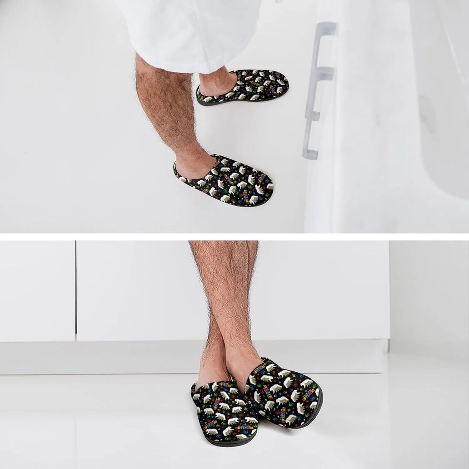 Mens House Slippers Womens Halloween Cotton Slippers Soft Memory Foam Clog Slippers Non-Slip Warm Indoor Outdoor Shoes