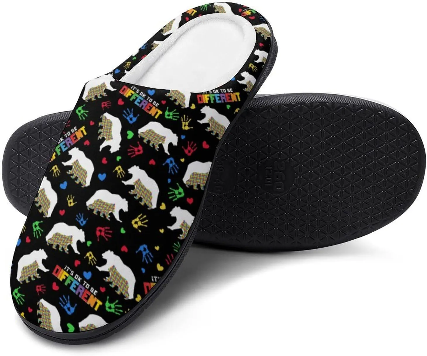 Mens House Slippers Womens Halloween Cotton Slippers Soft Memory Foam Clog Slippers Non-Slip Warm Indoor Outdoor Shoes