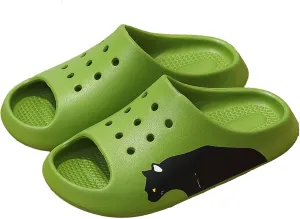 Men's Summer Soft Slippers Home Indoor Non-Slip Bathroom Bath Deodorant Couple Sandals Outdoor,Green,44-45