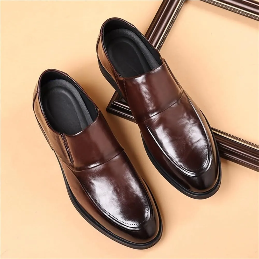 Mens Wide Dress Shoes Formal Business Oxfords Loafers Leather Wedding Footwear Elegant Flat Comfortable Fashion