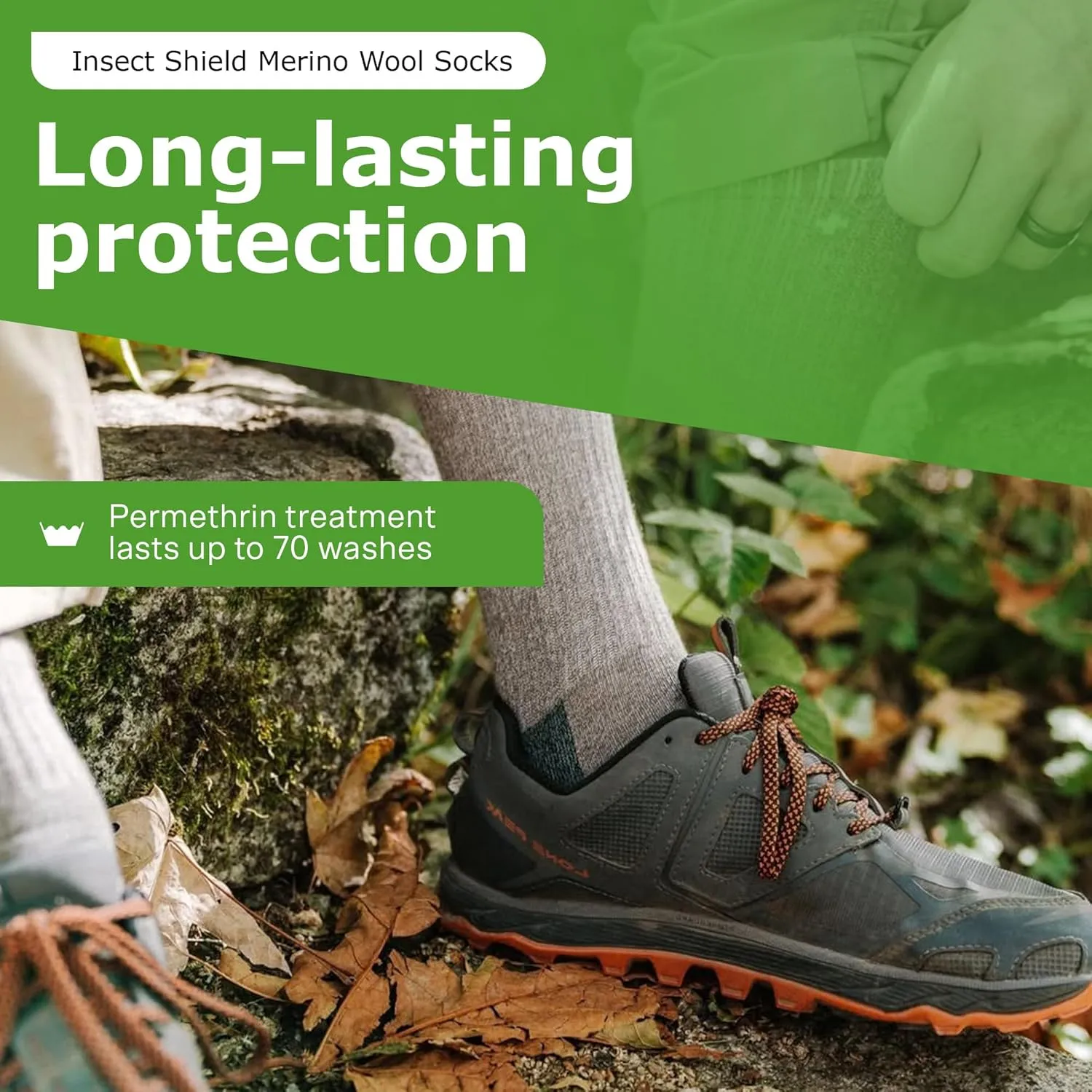 Merino Wool Hiking Socks, Stretchy and Comfortable Tall Boots Socks with Padding and Insect Protection