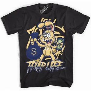 Method of Make Midnight Navy Metallic Gold 1s Sneaker Shirt Trap Rabbit Graphic