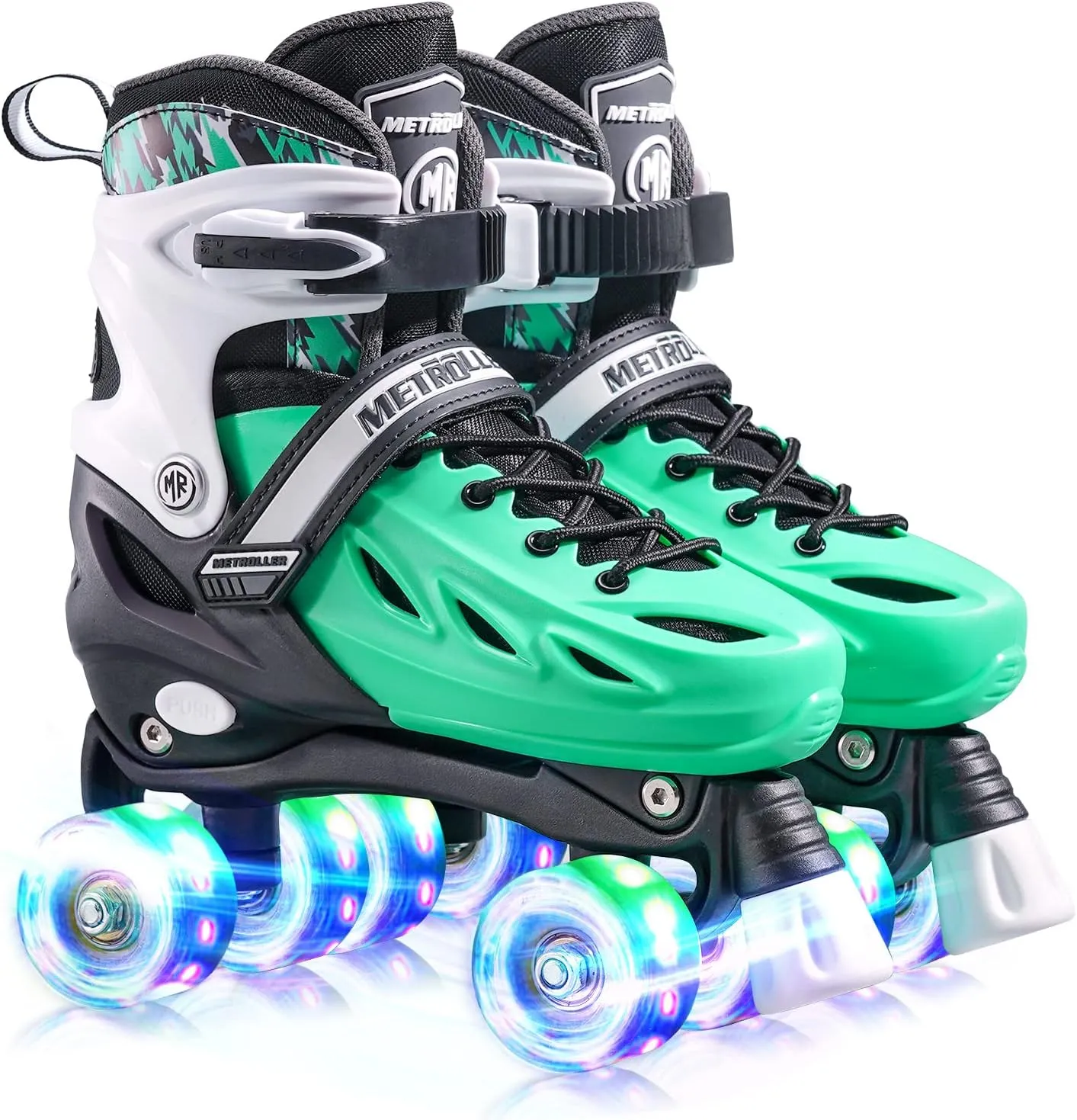 METROLLER Roller Skates for Girls Ages 5-8 8-12 and Boys Teens, Adjustable 4 Sizes for Kids Toddler Rollerskates with Light up Wheels, for Youth Women and Men
