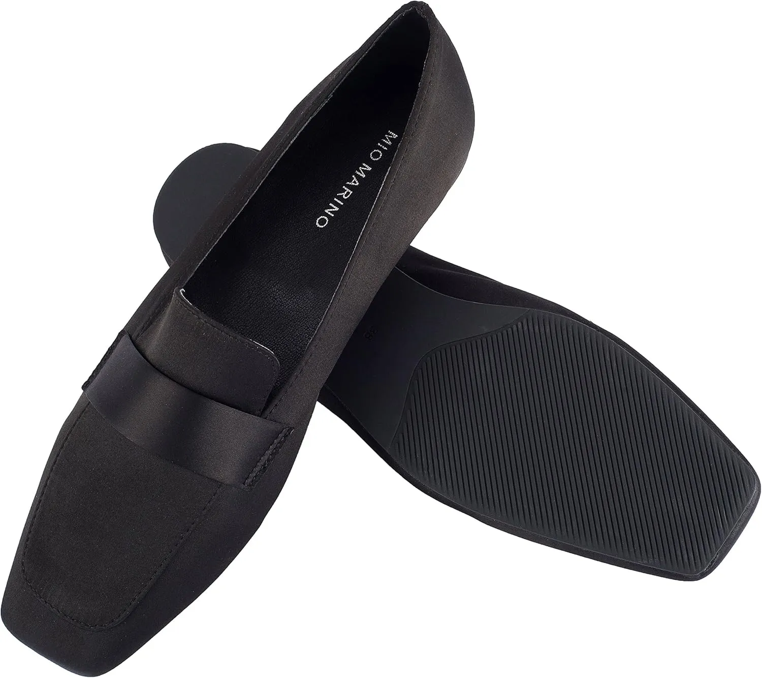 Mio Marino Comfortable Flat Dress Shoes for Women - Square Toe Satin Flats