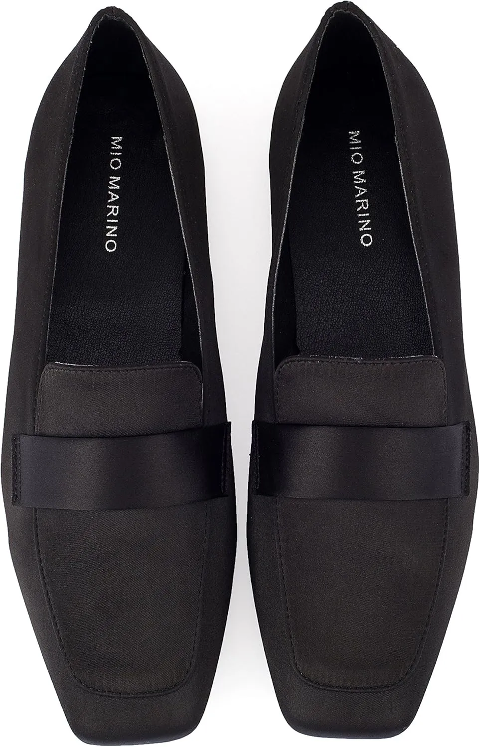 Mio Marino Comfortable Flat Dress Shoes for Women - Square Toe Satin Flats