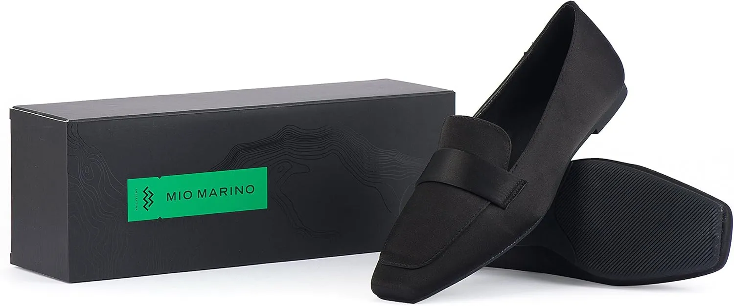 Mio Marino Comfortable Flat Dress Shoes for Women - Square Toe Satin Flats