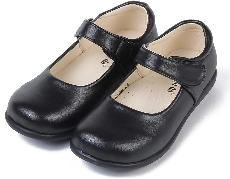 MK MATT KEELY Girls' Black Leather Shoes School Uniform Leisure Mary Jane Princess Shoes