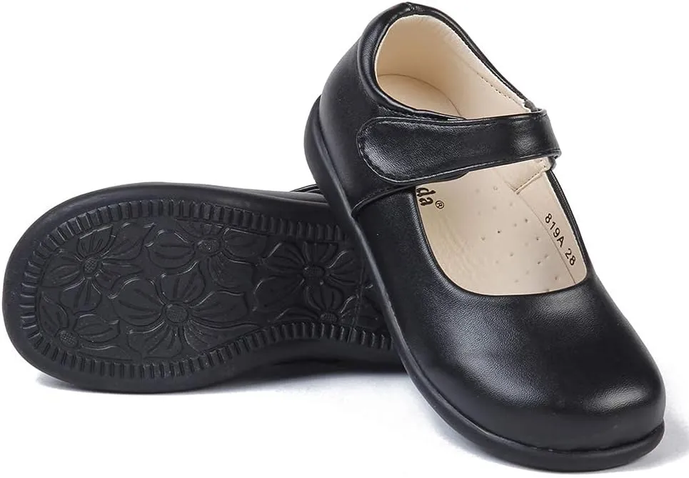 MK MATT KEELY Girls' Black Leather Shoes School Uniform Leisure Mary Jane Princess Shoes