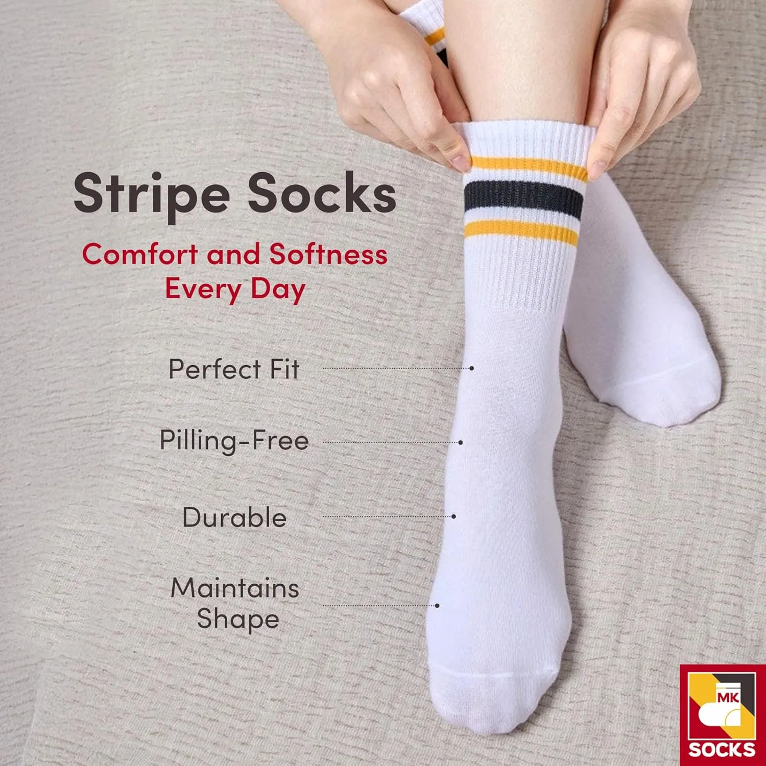 MK SOCKS Cotton Athletic Sports Running Retro Cute Matching School Crew Socks For Men/Women
