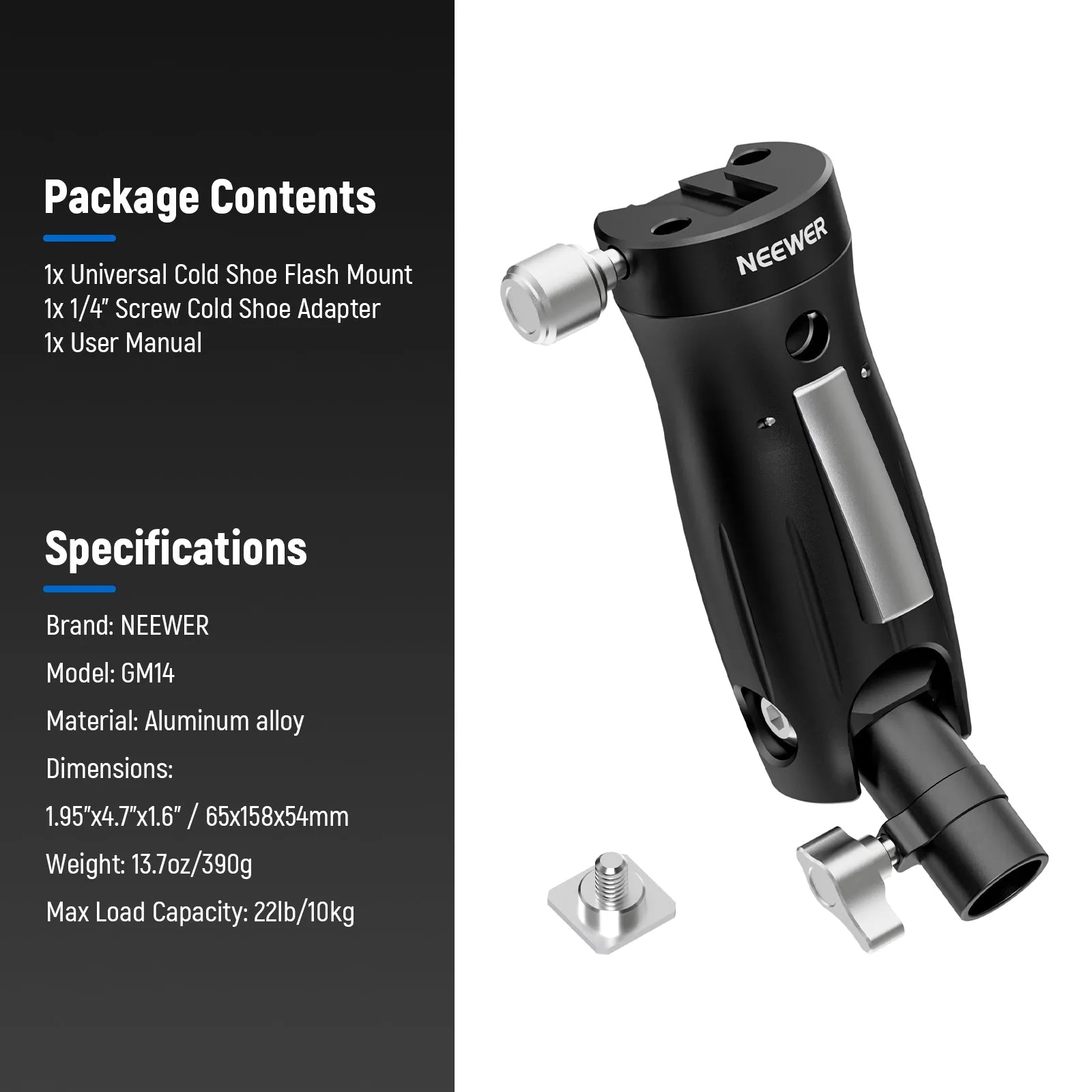 NEEWER GM14 Cold Shoe Flash Bracket Mount