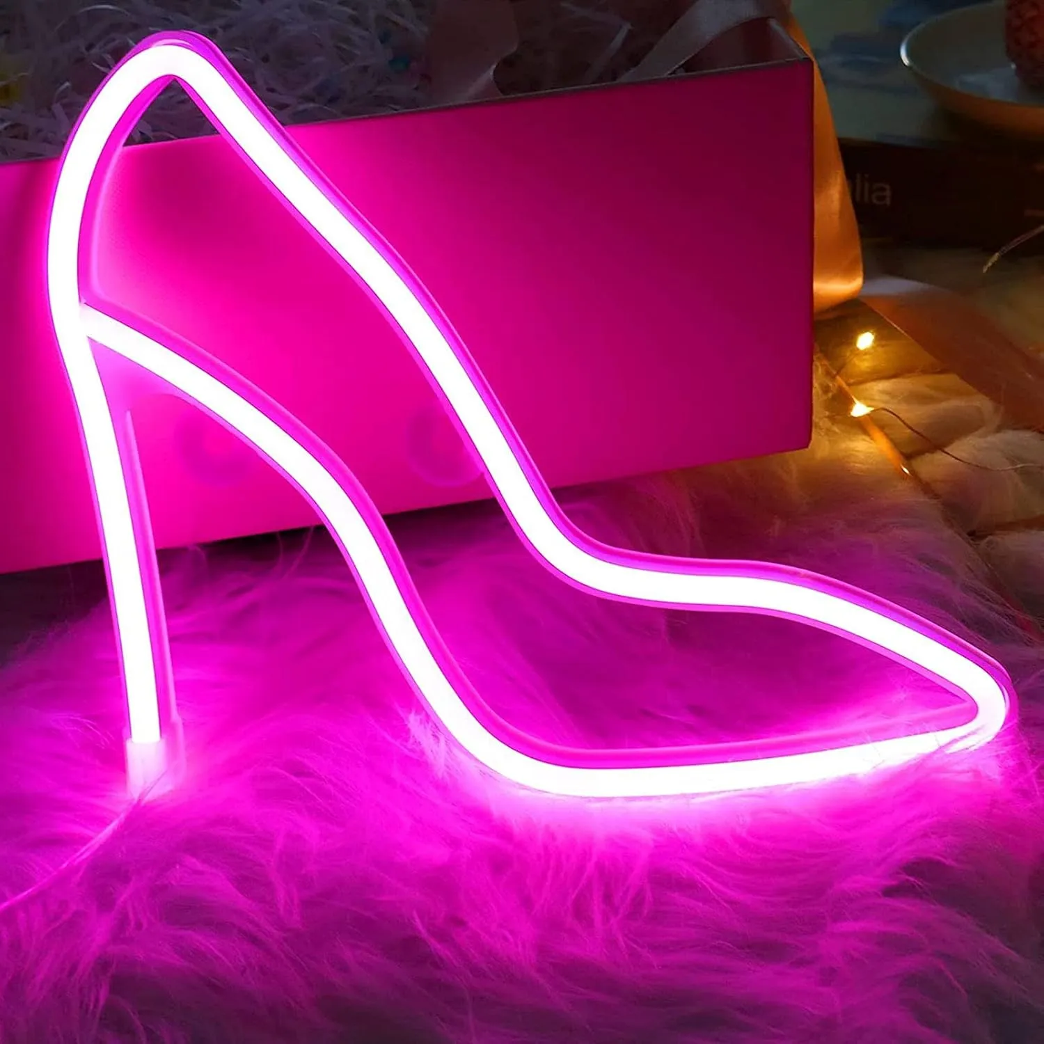 Neon Shoe Sign, Shoe LED Sign, Neon Lights LED Signs, Pink High Heels Room Decor, LED Neon Sign Lamp High Heeled Shoe Neon Light for Festival Party Ktv Bar Home Bedroom Decoration(Pink)