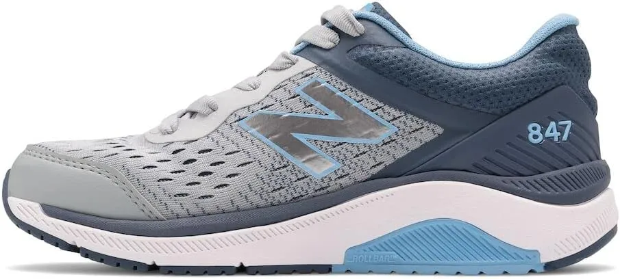 New Balance Women's 847 V4 Walking Shoe, Light Aluminum/Vintage Indigo/Team Carolina, 8