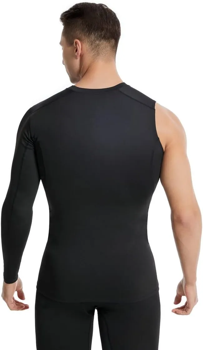 New Compression Shirts for Men 1/2 Single Arm Long Sleeve Athletic Base Layer Undershirt Gear T Shirt for Workout Basketball