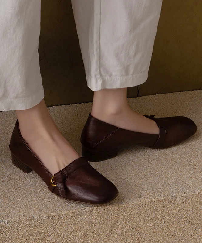 New Cowhide Leather Red Comfortable Splicing Flat Shoes