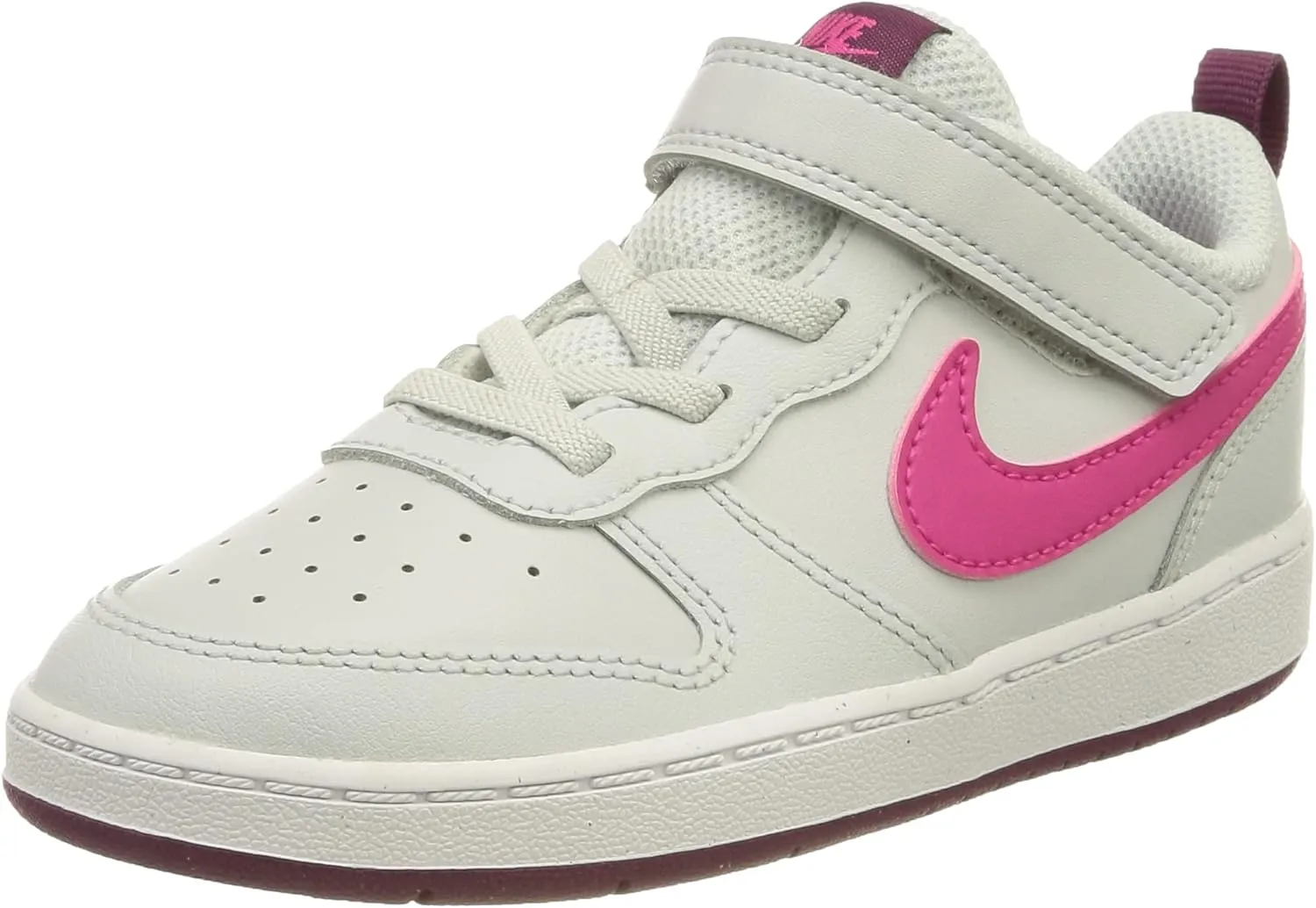 Nike Court Borough Low 2 (GS), Kids Basketball Shoes, White Pure Platinum Pink Prime Sangria, 23.5 EU