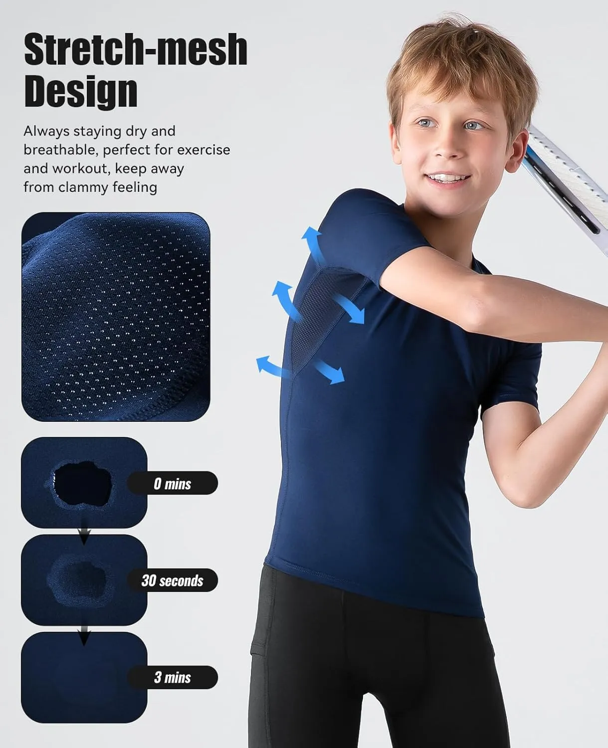 Niksa 1/2/3 Pack Boys Compression Shirt, Youth Athletic Quick Dry Undershirt Kids Sport Base Layer for Baseball Football