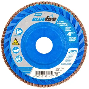 Norton 4-1/2 x 7/8 In. BlueFire Plastic Flat Flap Disc T27 P60 Grit R884P ZA 10 Count