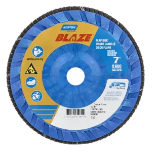 Norton 7 x 7/8 In. Blaze Plastic Flat Flap Disc T27 80 Grit R980P  10 Count