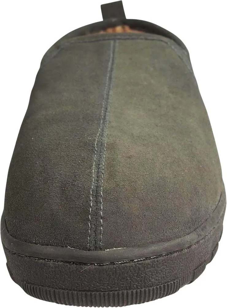NORTY Mens Genuine Leather Cowhide Suede Slippers - Twin Gore Slip On Loafer - Lux Plush Fur Lining