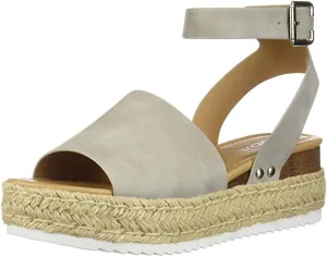 Nubuck) Studded Sandals Gray Gray Ankle US, Soda M Reliable service Open Flatform Digital Toe Topic Wedge Strap (7.5 Espadrilles