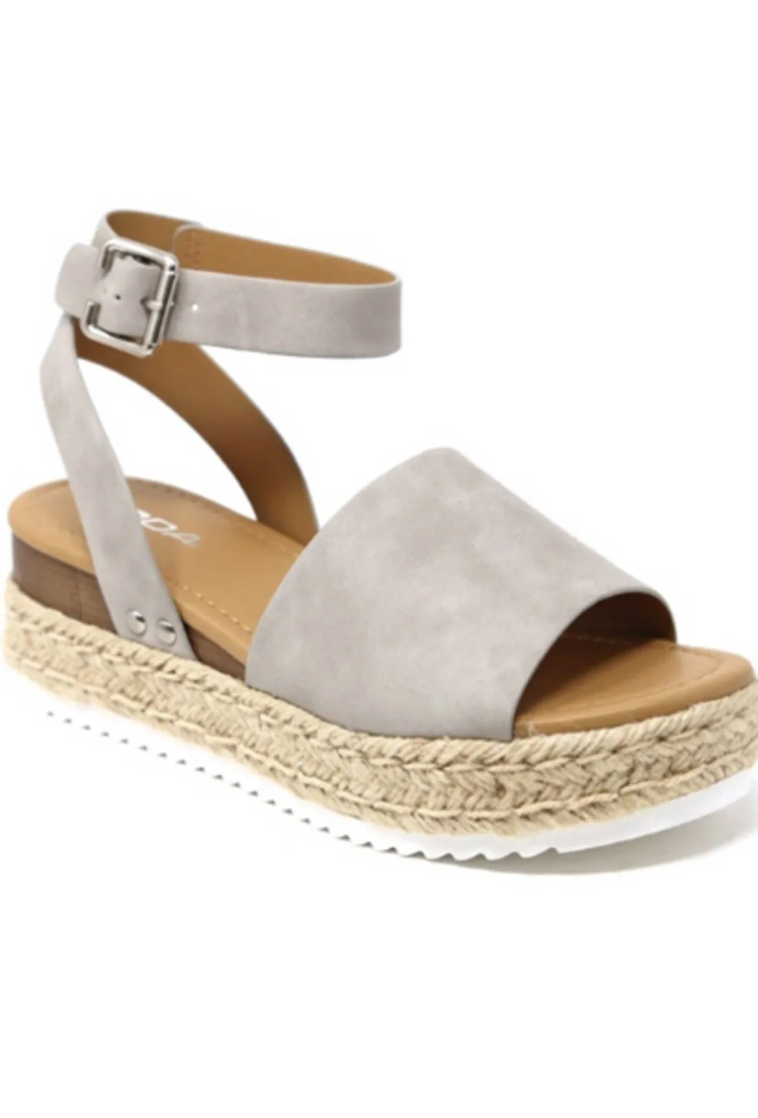 Nubuck) Studded Sandals Gray Gray Ankle US, Soda M Reliable service Open Flatform Digital Toe Topic Wedge Strap (7.5 Espadrilles