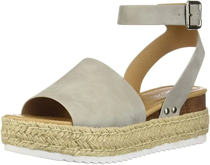 Nubuck) Studded Sandals Gray Gray Ankle US, Soda M Reliable service Open Flatform Digital Toe Topic Wedge Strap (7.5 Espadrilles